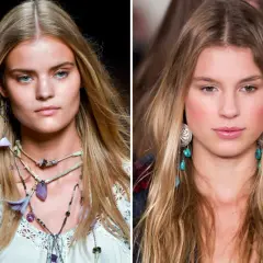 Dos modelos con pelo rubio y largo, con un estilo bohemio. Inspiración para saber como aclarar el pelo.