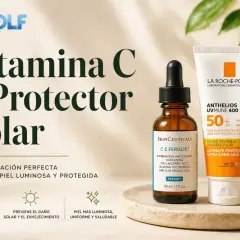 Vitamina C y protector solar: la combinación perfecta. Protege tu piel del sol y el envejecimiento, evitando que la vitamina C manche la piel con el sol.
