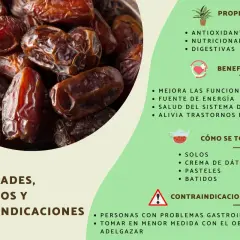 Dátiles: propiedades, beneficios y contraindicaciones. ¿Cuántos dátiles se pueden comer al día? Son fuente de energía y buenos para la digestión.