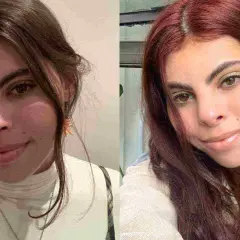 Antes y después: cómo quitar un tinte rojo para poner un castaño. Mujer con cabello castaño y luego con cabello rojo.