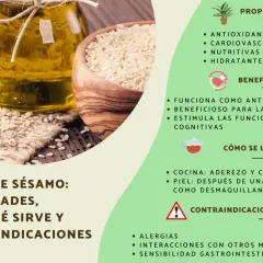 Aceite de sésamo: descubre sus propiedades antioxidantes, cardiovasculares y nutritivas. Ideal para la piel y la cocina.