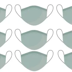 Nueve mascarillas grises, un recordatorio visual para aprender cómo combatir el maskné y cuidar tu piel.