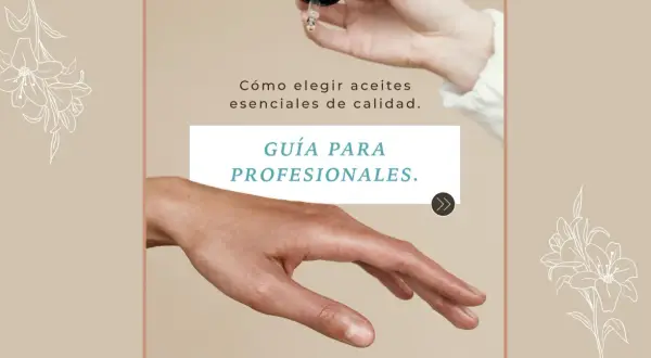 Guía para profesionales sobre cuáles son los aceites esenciales de calidad. Una mano recibe una gota de aceite.