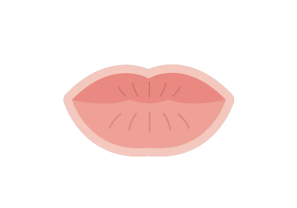 Labios blancos y rosados, listos para un beso.
